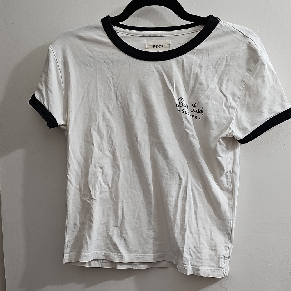 Bad Luck Sucker White and Black Ringer T-Shirt